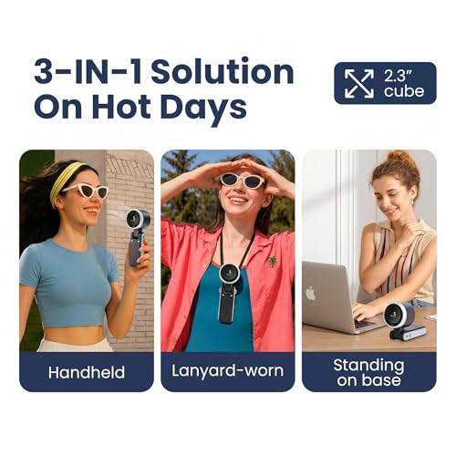 Image of GISMO Portable Handheld Fan with LED Display, 1200mAh USB Rechargeable Mini Fan, 5 Speed Adjustable Turbo Personal Cooling Fan, Foldable Desk Fan for Travel /Office /Outdoor /Home Use - white