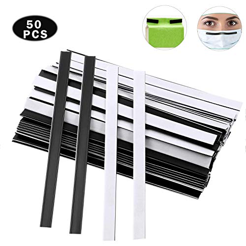 Eeoyu 50 Pieces Peel and Stick Tin Ties for Nose Clip Crafts, Coffee Bags, Bread Bags, 5.5 Inch (Black)