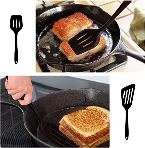 2Pcs Silicone Spatula Set, Non-Stick, BPA Free, Heat Resistant, Slotted Turner, Dishwasher Safe, for Frying, Cooking, Flipping Fish, Eggs, Pancakes - Image 4