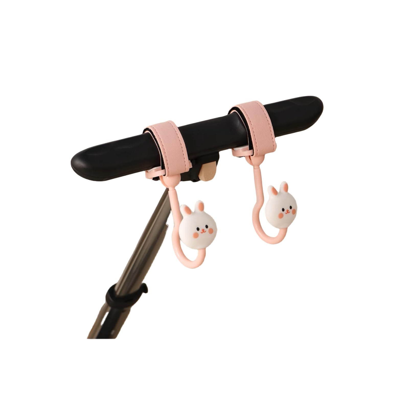 Lot de 2 crochets mignons pour accrocher des sacs à langer et des accessoires de poussette – Grands mousquetons (rose)