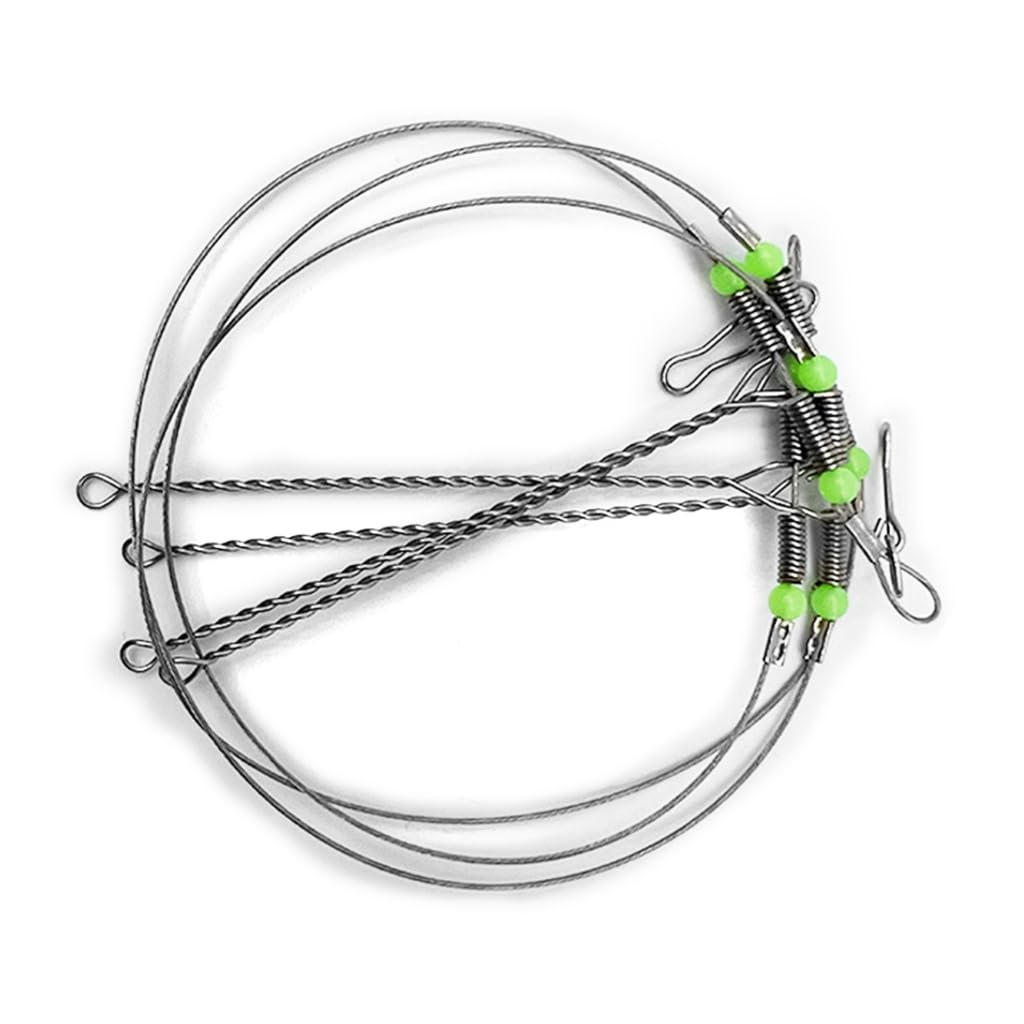 10Pcs Fishing Leader Tackle Rigs, Fishing Wire Stainless Steel Wire Traces Leader, Fishing Rigs with Swivels Snaps Beads