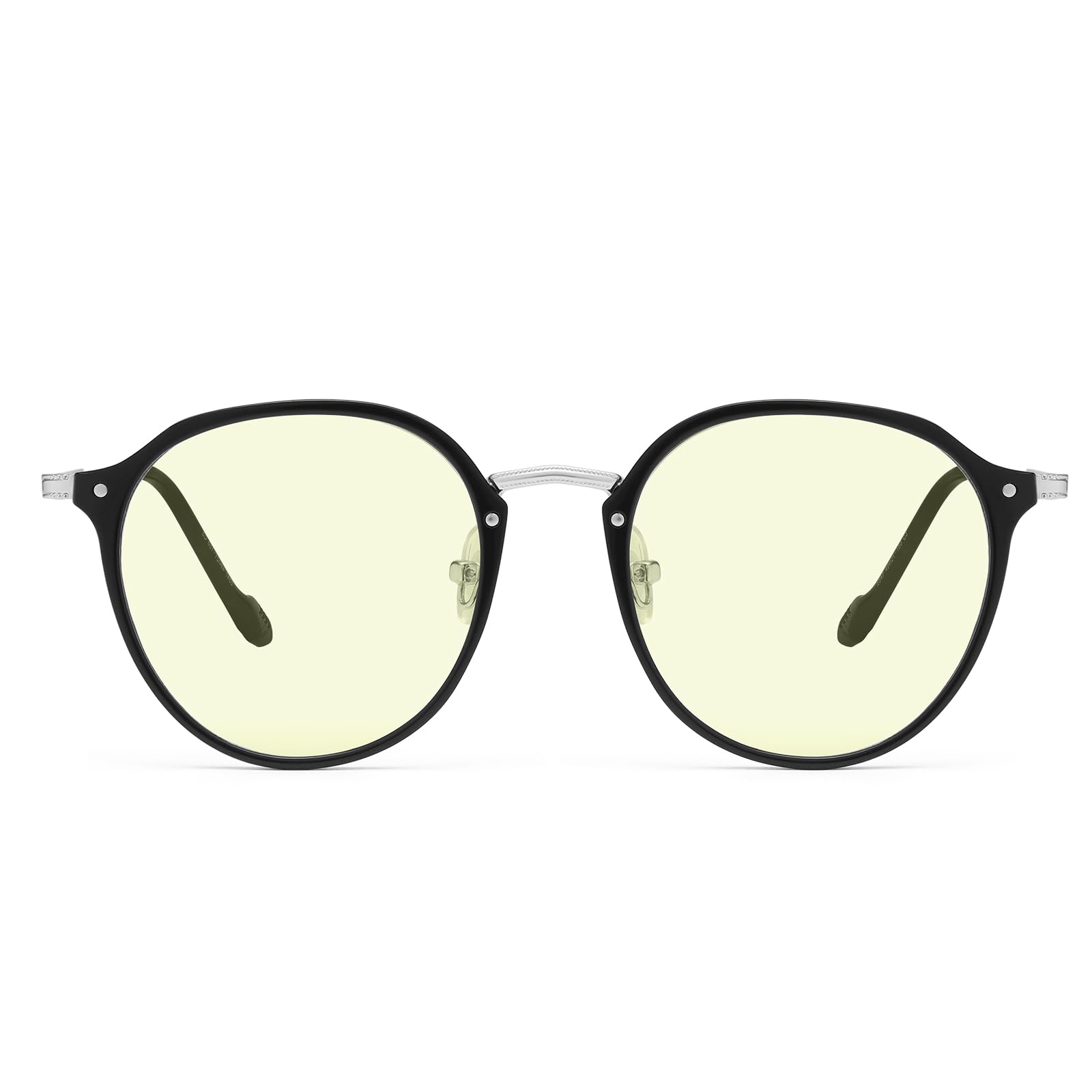 Dollger Blaulicht Brille Rund Retro Gaming Brille für Bildschirm & Nachtfahrten - Blaulichtfilter Brillen gegen Augenmüdigkeit, Schlafverbesserung, UV400 Schutz für empfindliche Augen