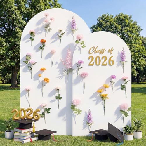 Suncalla 21 Pcs Wildflower Arch Backdrop Decorations for Graduation Realistic Floral Class of 2026 Graduate Photography Background Floral Decor for Congrats Grad Party No Background(Class of 2026)
