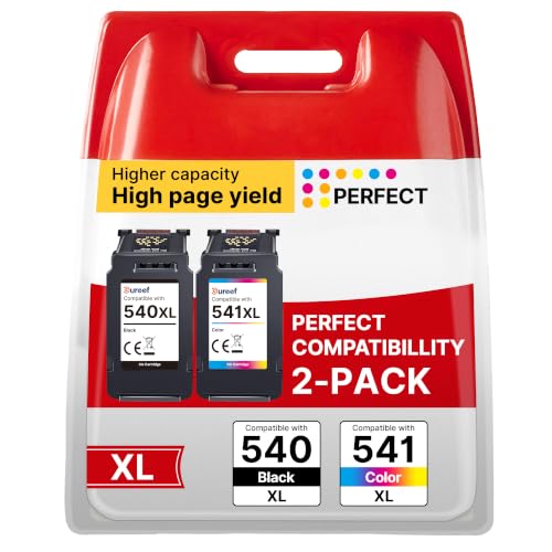 540XL and 541XL Ink Cartridges Twin Pack Replacement for Canon 540 and 541 Ink Cartridges PG-540XL Black CL-541XL Colour Printer Ink for Canon Pixma TS5150 TS5151 MG3600 TS5100 MG3650 MG3650S(2-Pack)