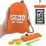 Portable Pocket Blanket Set for Outdoor Activities – Camping Picnic Hiking Gear – Compact Beach Mat with 4 Stakes to Secure it, a Zipped Pocket for Valuables and a Waterproof Phone Case – 60