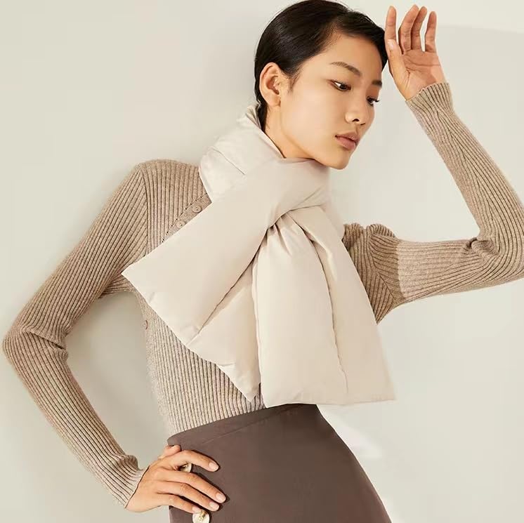Bufanda de plumón de pato blanco unisex estilo japonés para invierno 7