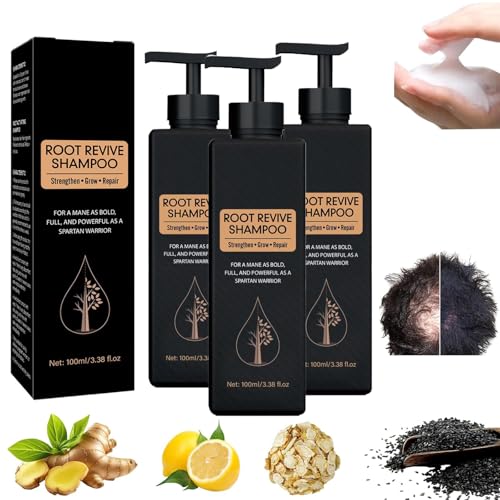 Champú de crecimiento del cabello, champú natural para hombres y mujeres, champú activador para raíces para el cabello, champú acondicionador suave y fuerte reparador (3 unidades)