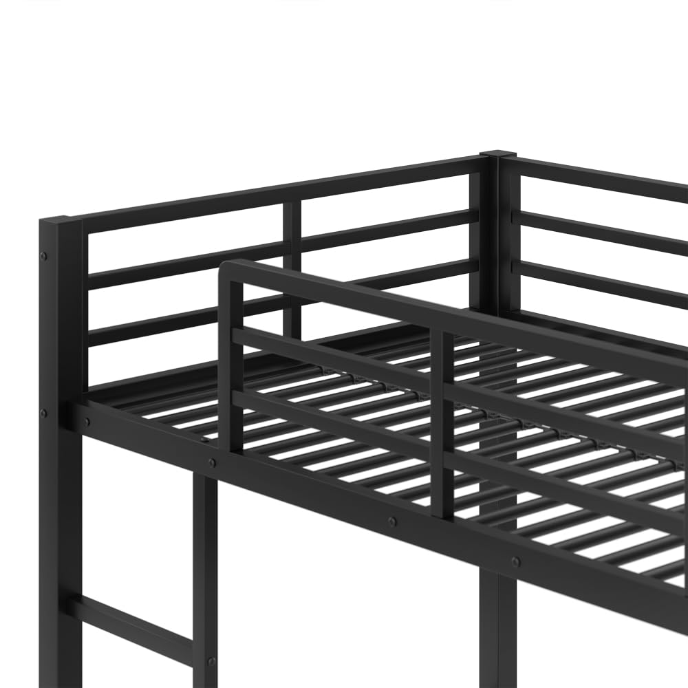 Sapgaks Lit Mezzanine 2 Places 90 x 200 avec Bureau et escalier et LED, lit superposé 2 Places avec tiroirs,lit Enfant Garcon avec Rampe, escalier, Bureau, sans Matelas, Noir
