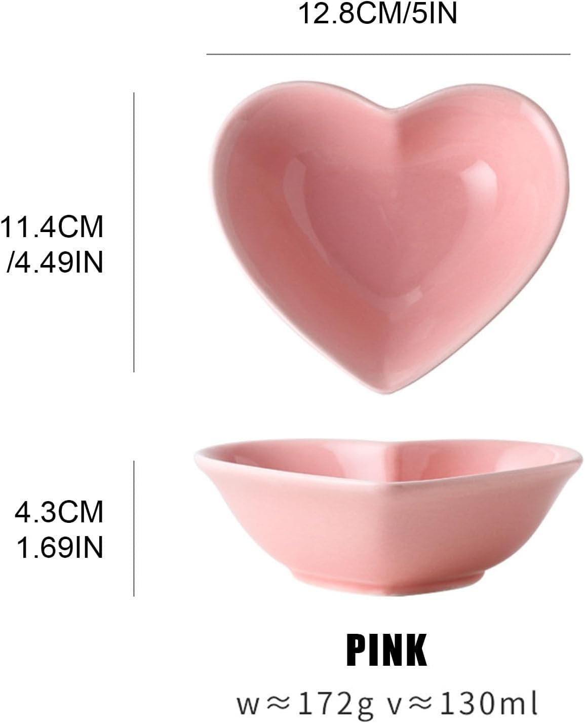 4 ceramiczne spodki do gotowania w kształcie serca, miska płatków do mycia - naczynia i mikrofale do zup, śniadanie, owies, ryż, makaron, sałatki