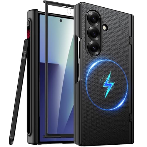 Miimall Magnétique Coque pour Samsung Galaxy Z Fold 7 avec Stylet, [Porte-Stylus][Protection d'Écran][Cache-Charnière], Solide Antichoc Anti-Rayures Intégrale 360°...