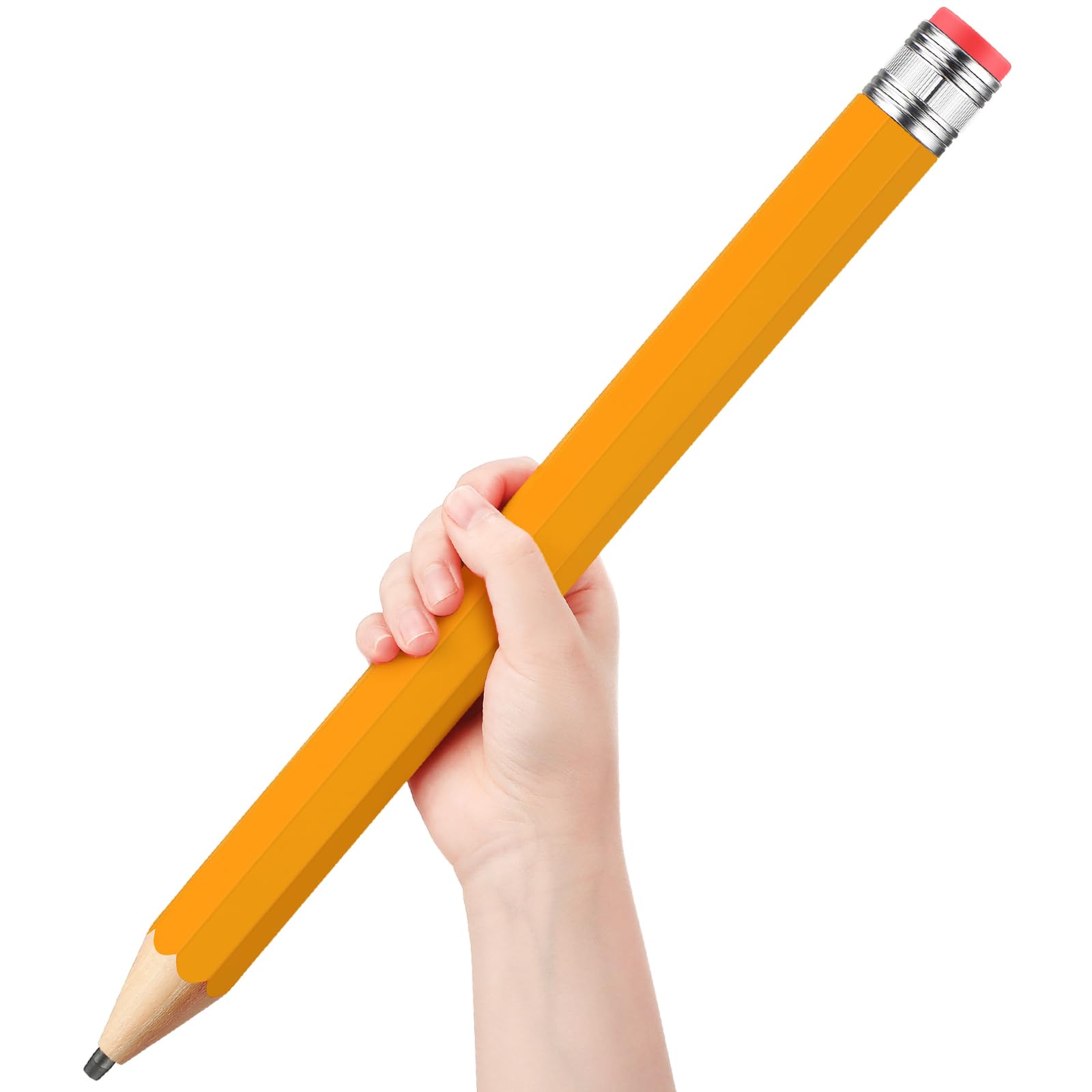 Drewniane duże duże ołówki jumbo, ogromne, zabawne, drewniane ołówki z nakrętką i gumką, zabawne prezenty dla dzieci, szkoły, przedszkola, domu, biura, rekwizyty (żółty)