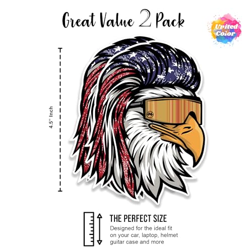 Image of Mullet Eagles Stickers (2 Pc) - Strong Adhesive Waterproof American Flag Eagle Decal Sticker - No Fade, Used for Bumper, Window, Laptop, RV, Water Bottle, Truck, Car, Phone Case