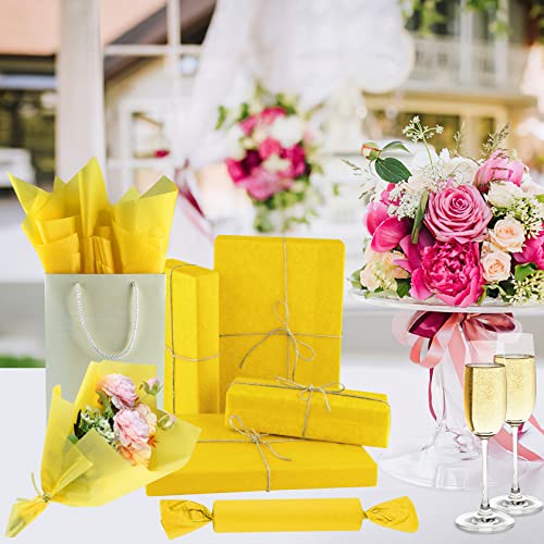 Image of NEBURORA 60 Sheets Yellow Tissue Paper Set Gift Wrap Paper(Yellow)