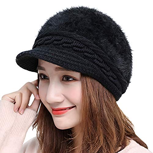 Qchomee Barett Mit Visor Wintermütze Outdoor Ballonmütze Warm Maler Mütze Klassische Fiddler Cap Mode Schirmmütze Flatbare Winter Baskenmütze Bequem Damenmütze für Frauen Damen