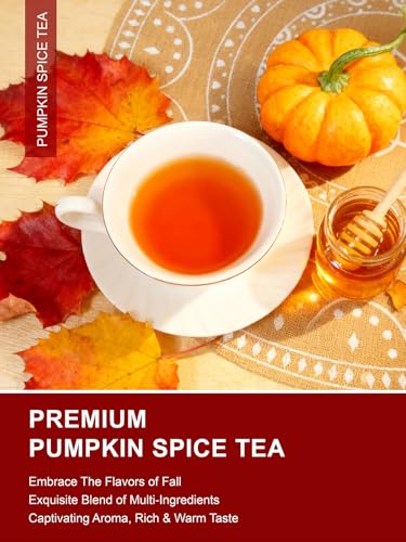 Image of TeeLux Pumpkin Spice Black Tea Bags, Mellow Black Tea with Cinnamon, Cloves, Ginger & Creamy Pumpkin Flavor, Warm & Aromatic, 100 Count