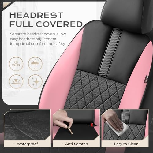 Image of Coverado Car Seat Covers Front Pair, Automotive Leather Seat Covers for Car，Universal Fit Front Back Seat Cover, Non-Slip Waterproof Breathable Car Seat Protector