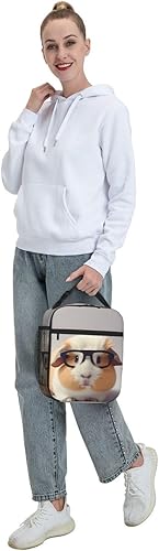 Miniatura 6 de Bolsa de almuerzo con estampado de conejillo de indias con gafas, lonchera reutilizable con aislamiento