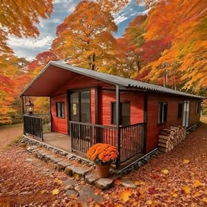 Prefab Tiny Houses to Live in for Adults, Tiny Home with 2 Bedrooms, 1 Fully Equipped Bathroom & Kitchen Expandable 40ft Modular Mobile Foldable Homes Tiny Homes for Sale Prefab