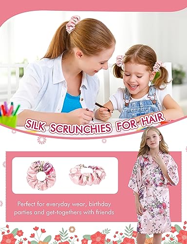 SEALINF Kids Girl's Floral Robe for Birthday Spa Parties Wedding Getting Ready Sleeping Gown2