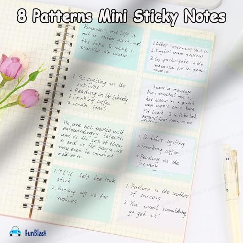 Image of FunBlast Sticky Notes Set- 256 Pcs Pull-Out Sticky Notes Set with Dispenser, Self Adhesive Memo Stickers 8 Patterns Mini Sticky Notes Pad Stick Notes for Office, School, Home (Green)
