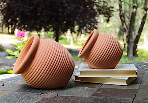 Goodman And Wife GW-TS-120L Set Of 2 Different Size Natural Terracotta Fallen Pots Or Hanging Pots thumb #2