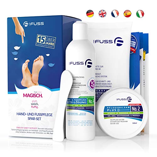 Mr. Fuss Removedor de Callos Solution No. 4 Advanced Pack Basic Quitar las Durezas Sin Raspar ni Frotar Paquete de Sistema de 4 Partes para la Eliminación de Callosidad y Cutícula