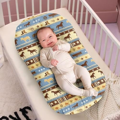Image of ZOUTAIRONG Western Theme Soft Bassinet Sheets Comfy Polyester Cradle Sheets for Baby Boys Girls Universal Fit for Most Cradle and Bassinet Mattress