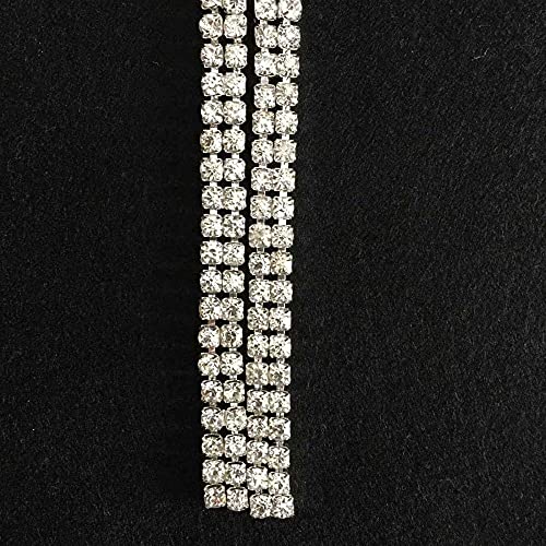 Image of Diy Crafts 13474 20 Yards Crystal Rhinestone Close Chain Trimming Claw Chain, Crystal Beads Silver 20 Yards, #2, Pack of 20 Yards (Multicolor)