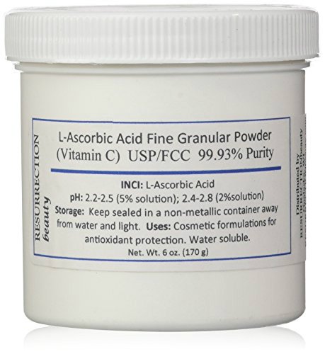L-Ascorbic Acid Powder (Vitamin C), 6 oz. Jar. For Use in Serums