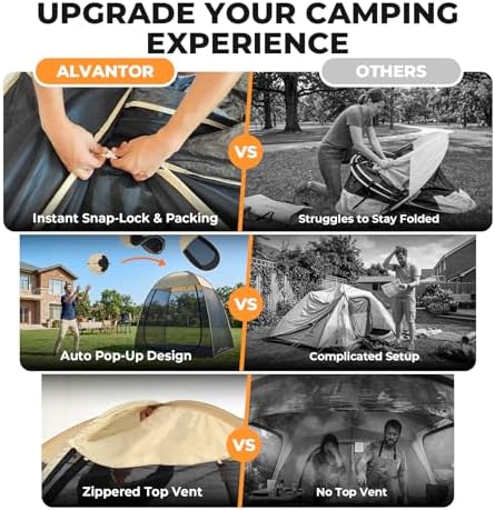 Alvantor® Pop Up Screen House Tent, 7'x4' Instant Camping Screen Room, Screen Gazebo Canopy for Patios/Deck/Backyard, Portable Mesh Tent with Shade Cloths, Easy Set Up, 2-3 Person Detail