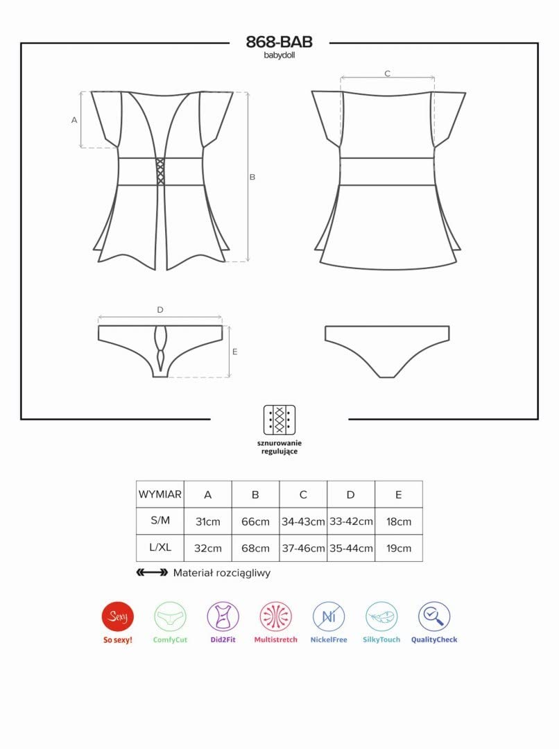 Obsessive Femme Ensemble Nuisette+String Filet Transparent 868-BAB-1