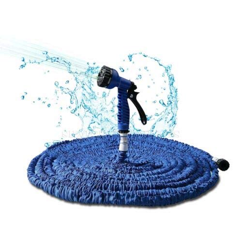 Garden Hose Pipe Expandable Anti-Leakage Hose Water Pipe 100FT Expanding Flexible Hosepipe with Quick Connector,7 Function Spray Gun, for Car Wash Gun Watering Garden - Blue