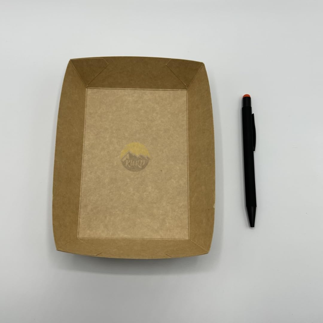 KURTT - 100 scatole in cartone formato A50 - Grande: 167 x 110 x 50 mm - vassoio per patatine fritte extra large - vassoio per snack - vassoio di cartone - ecologico - sostenibile - patatine fritte -