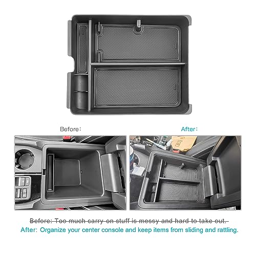 Image of CDEFG 2023 2024 2025 Pilot Center Console Organizer Tray for 2023-2025 Honda Pilot Touring Sport EX-L Elite TrailSport LX Middle Console Storage Box 2024 2025 Ridgeline / 2024-2026 Passport (Black)