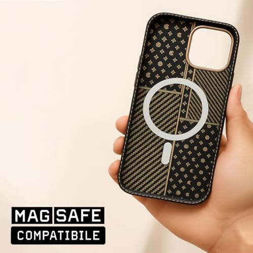 Image of AIBEX Aramid Fiber MagSafe Case Compatible for Apple iPhone 16 Pro| Slim Protective Back Cover with Built-in Magnets| Wireless Charging Support| Camera Ring Stand| Shockproof with Air Guard Corners