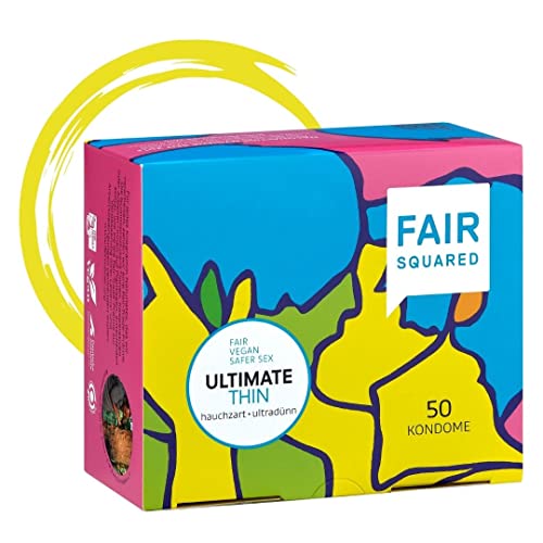 FAIR SQUARED 50 Stück Kondome Ultimate Thin – ultra dünne Kondome vegan gefühlsecht hauchzart – Naturkautschuk nachhaltig & fair – LGBTQ…