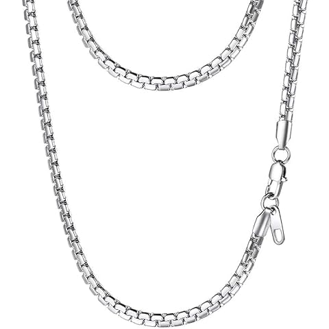 PROSTEEL Stylish Stainless Steel Flat Link Chain Necklace for Men, Hypoallergenic Jewelry, Come with Box