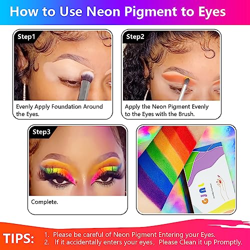 Neon Phosphor Pigment Pulver für Nägel Lidschatten - 12 Colors Neon Nagel Glitzer Augenpulver Maniküre Halloween Neon Make-up Dekoration Nail Art Staub Pigment