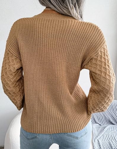 Fall Sweaters for Women Lightweight, Honeycomb Long Sleeve, Crewneck, Textured Knit, Womens Fall Fashion 2025