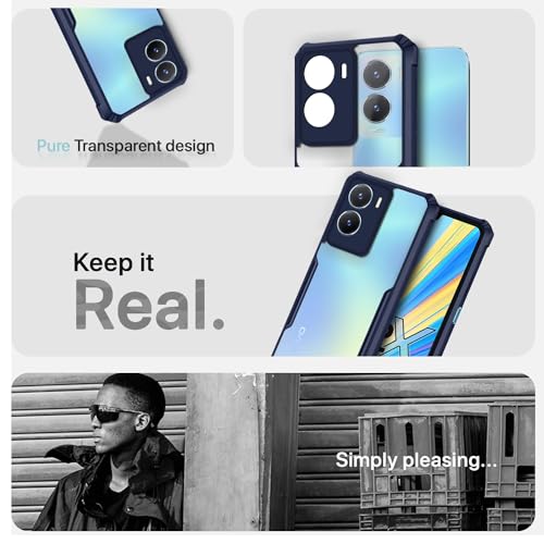 Image of Outlouders Back Cover for Vivo Y16 | Ultra Hybrid Transparent | Full Camera Protection | Raised Edge | Crystal Clear Bumper Case (Blue)