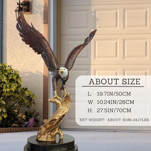 Estatua de águila calva de bronce de 27.5 pulg con base de mármol miniatura 2