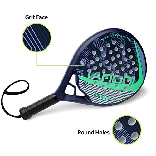 Image of Padel Racket Carbon Fiber Surface With Eva Memory Flex Foam Core Padel Tennis Racquets Lightweight (8300-Green)