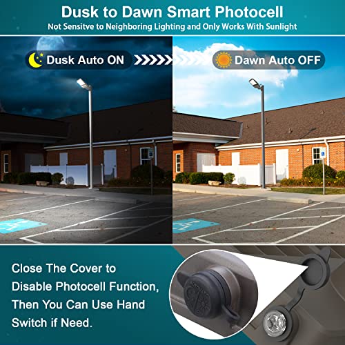 Hibay Dusk To Dawn Parking Lot Lights 240W-220W-200W, 38400Lm Bright 500-800W Hps Eqv, Daylight Led Street Shoebox Light, Outside Commercial Area Flood Lighting For Driveway, Etl Listed -4 Pack #TOP2