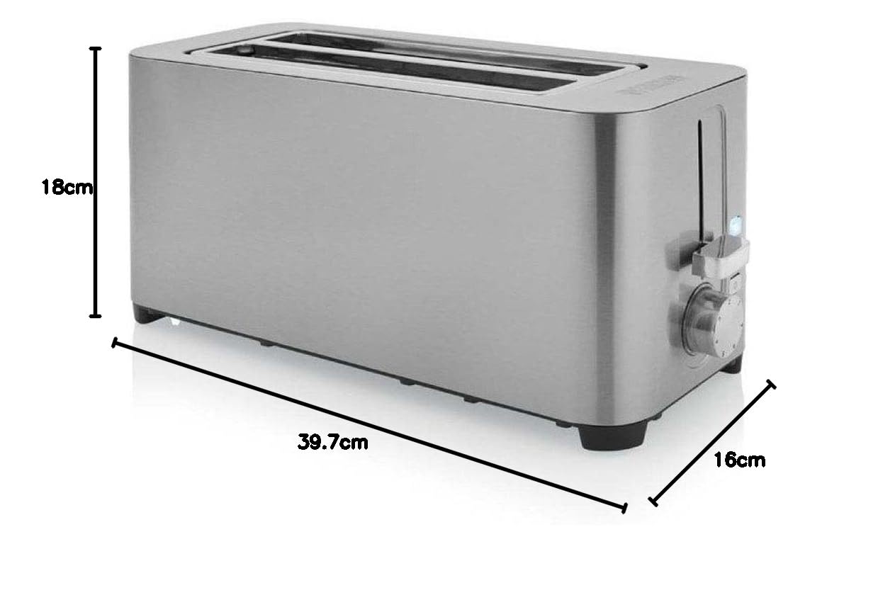 Princess Tostapane a Doppia Fessura Lunga, 1400 watt, 7 gradi di tostatura, Acciaio inox (01.142402.01.001)