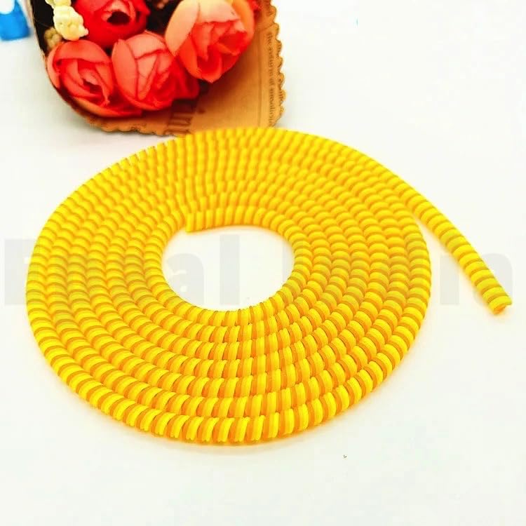 Image of J'TTON Spiral Triple Color (2 Pcs) 1.4 Meters Each-Full Size Cable Cord Charger Protector Saver Winder for iPhone & Android Charging Cables (Yellow)