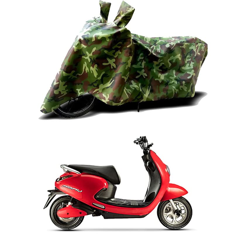 Image of 100% Water Resistant Bike Scooty Two Wheeler Body Cover Compatible for Evolet Pony Classic /UV-Rays /Heat Protection /Birds Dropping /Scratchproof /Dust Proof /Waterproof /All Varient[Green MJ]