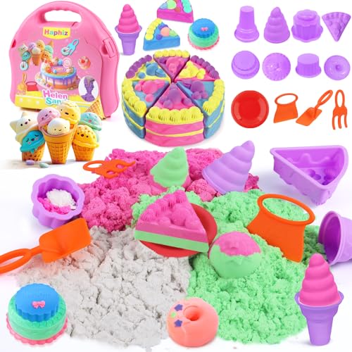 Haphiz Magica Playa Arena para Niños 3 4 5 6 7 8 años Niños Niñas Juegos Arena Mágica Maleta - Tricolor