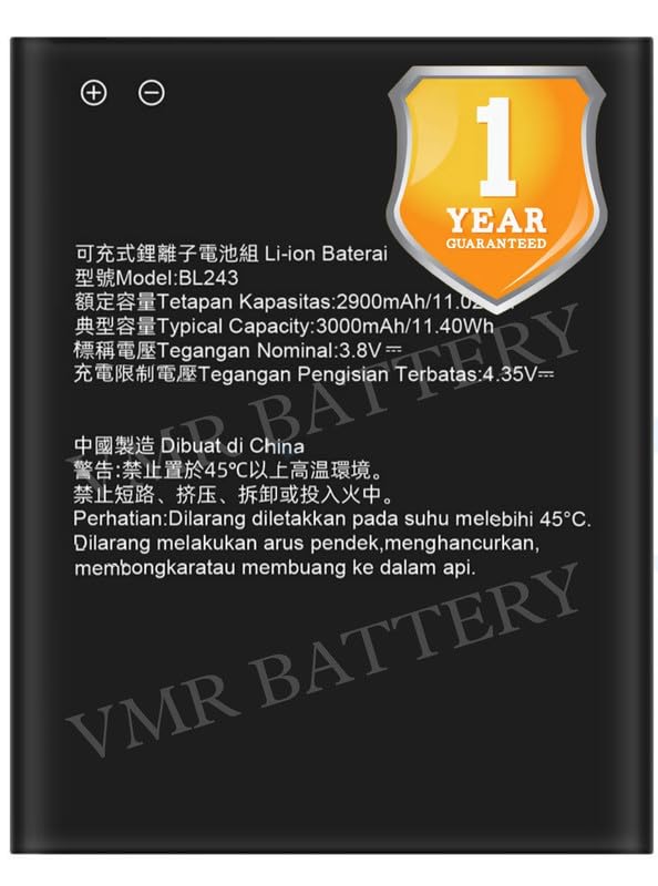 Image of Original BL243 Battery Compatible for Lenovo K3 Note (K50a40, K50-T5, K50-T3S) - (3000mAh) - 1 Year Warranty