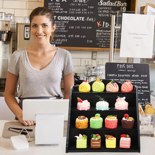 Présentoir à cupcakes rustique en bois noir à structure stable