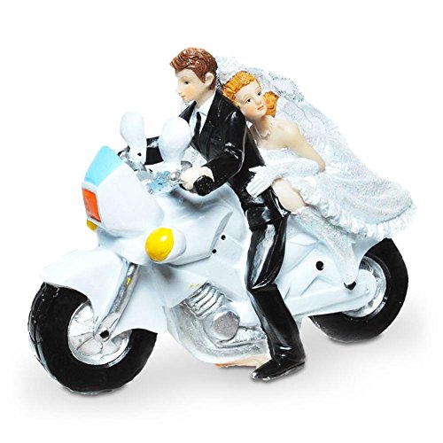 Preisvergleich Produktbild Dekofigur Brautpaar auf Motorrad